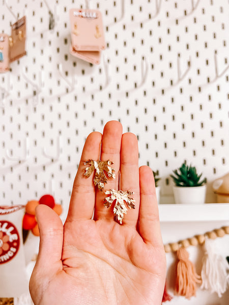 Hammered Gold Maple Leaf Drops