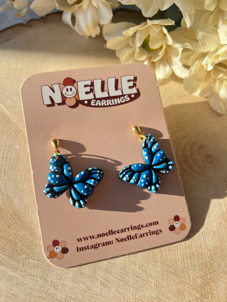 Blue Monarch Butterfly Earrings