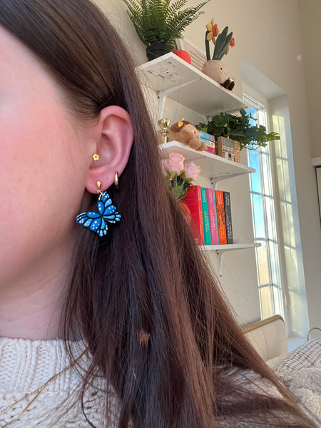 Blue Monarch Butterfly Earrings