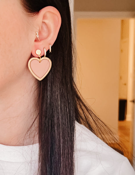 Gold Trimmed Heart Earrings