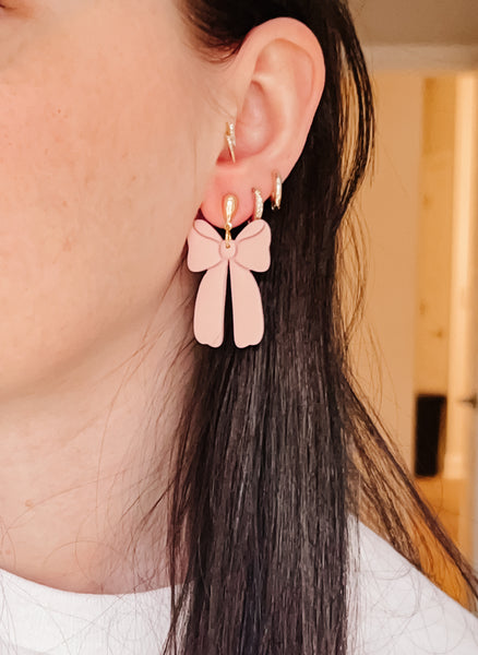 Pink Bow Earrings