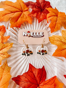 White Floral Pumpkin Earrings