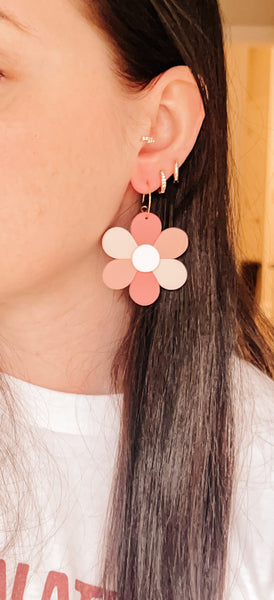 Pink Boho Multi Colored Flower Earrings