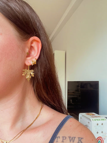 Hammered Gold Maple Leaf Drops