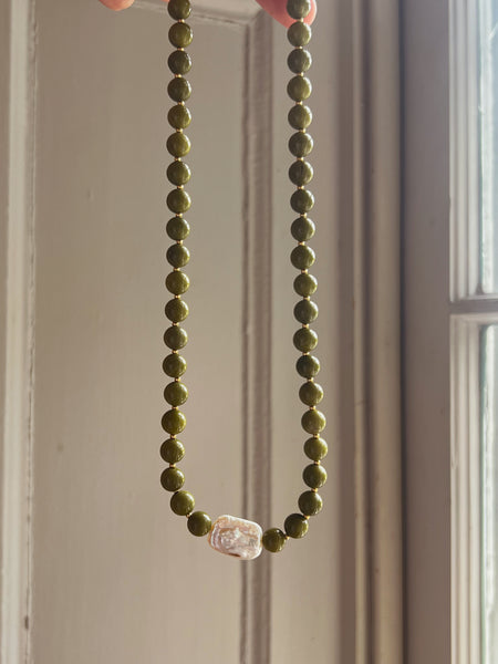 Matcha Pearl Beaded Necklace