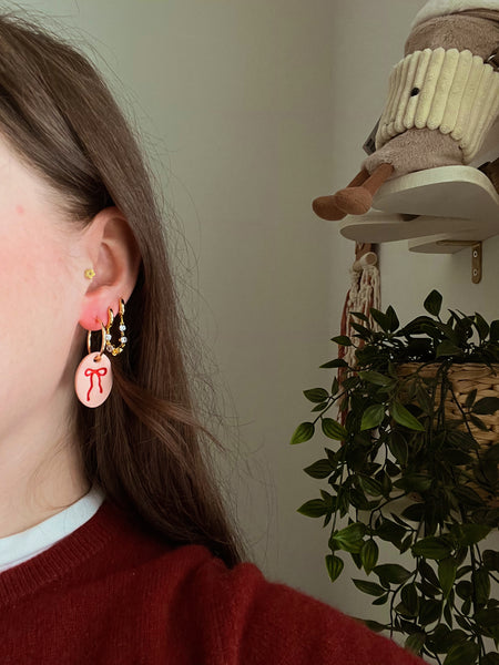 Ribbon Charm Hoop Earrings