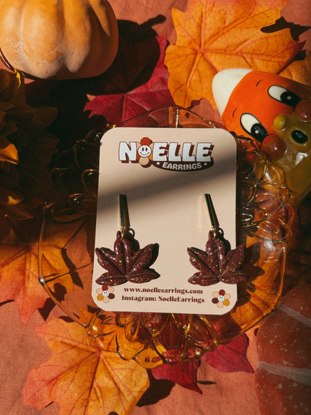Sparkly Maple Leaf Earrings