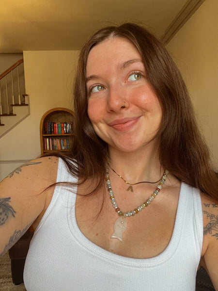 Quartz + Amazonite Fish Necklace