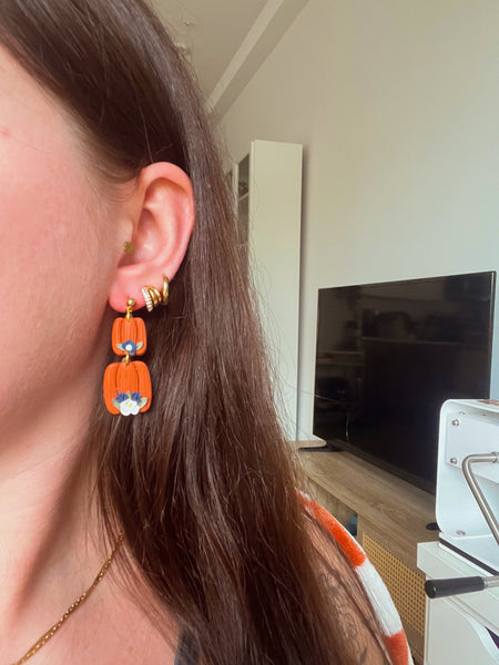 Floral Stacked Pumpkin Earrings