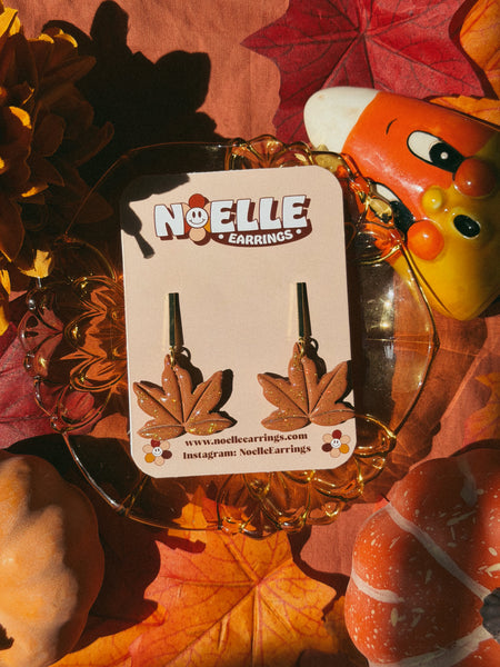 Sparkly Maple Leaf Earrings