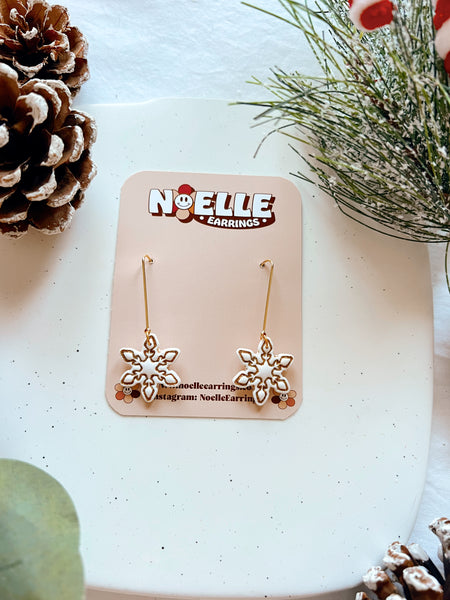 Glittery Snowflake Drop Earrings