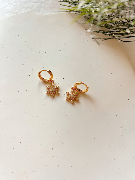 Gold Christmas Charm Huggies