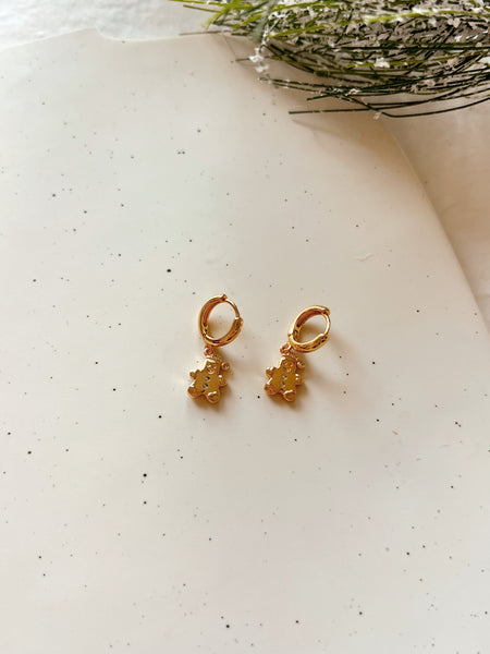 Gold Christmas Charm Huggies