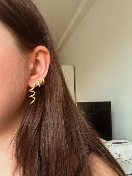 Gold Spiral Snake Earrings