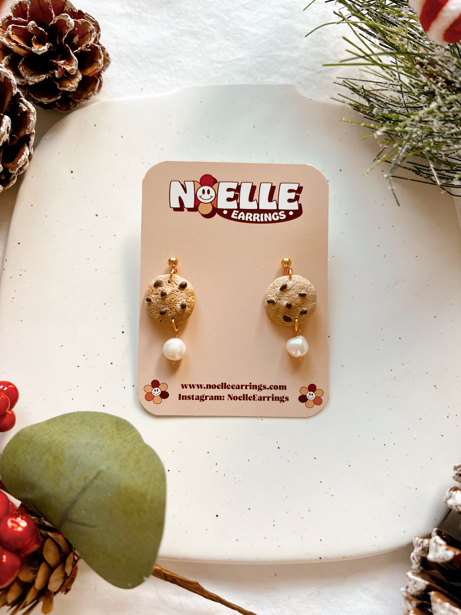Pearl Chocolate Chip Cookie Earrings