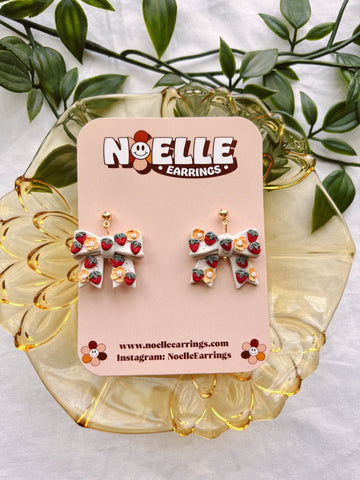 Floral Strawberry Bow Earrings