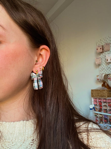 Winter Plaid Bow Earrings