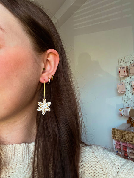 Glittery Snowflake Drop Earrings