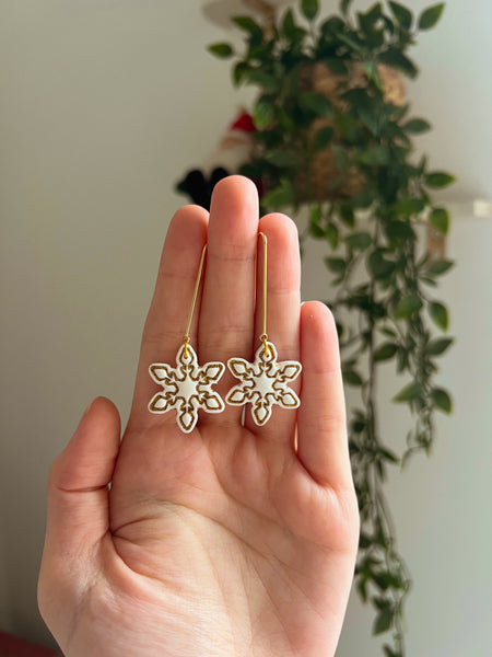 Glittery Snowflake Drop Earrings