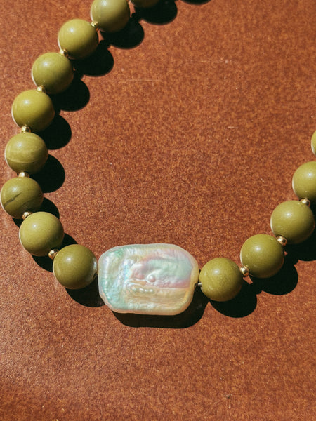 Matcha Pearl Beaded Necklace