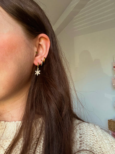 Gold Christmas Charm Huggies