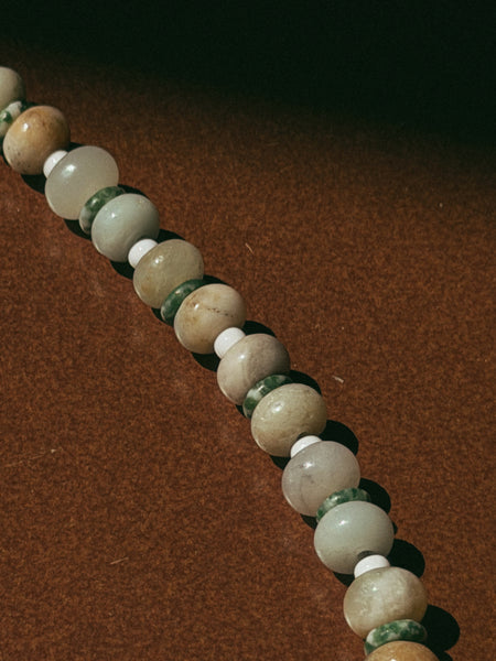 Neutral Gemstone Rondelle Beaded Necklace