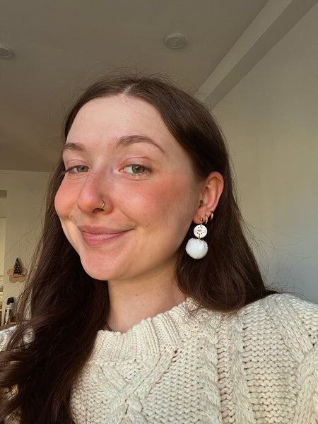 Pom Pom Snowman Earrings