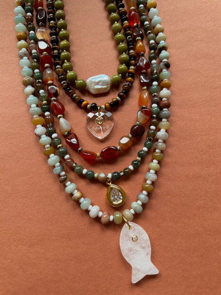 Carnelian Nugget Beaded Necklace