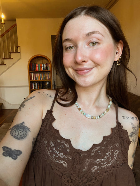 Amazonite + Pearl Beaded Necklace