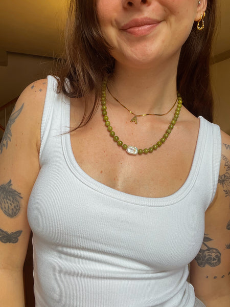 Matcha Pearl Beaded Necklace