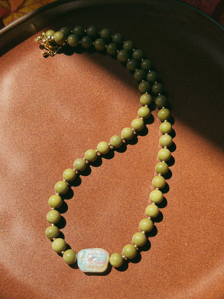 Matcha Pearl Beaded Necklace