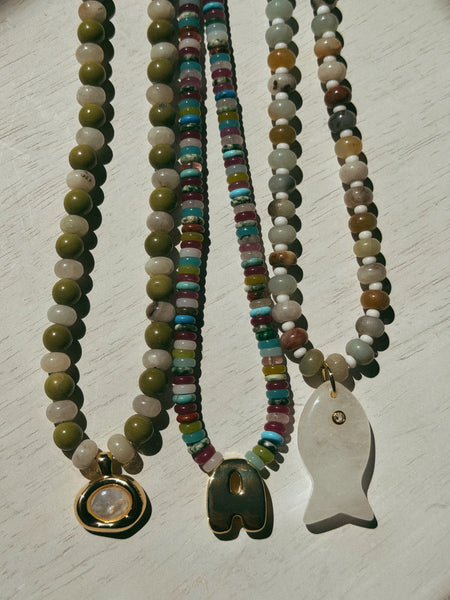 Quartz + Amazonite Fish Necklace