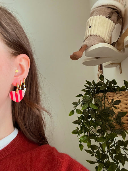 Striped Heart Earrings
