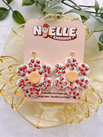 Strawberry Boho Flower Earrings
