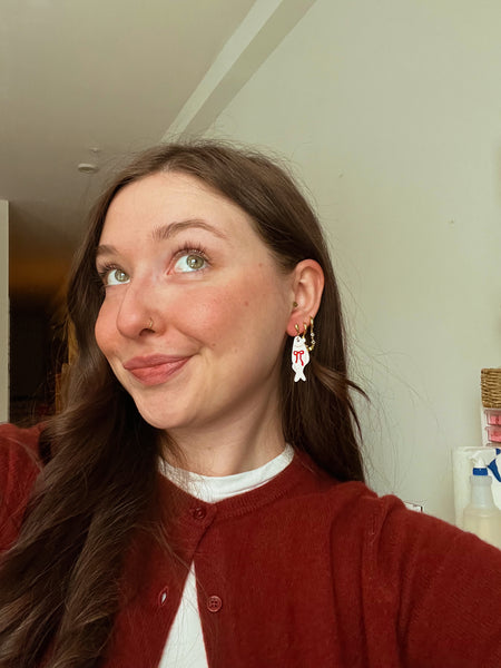 Ribbon Sardine Earrings