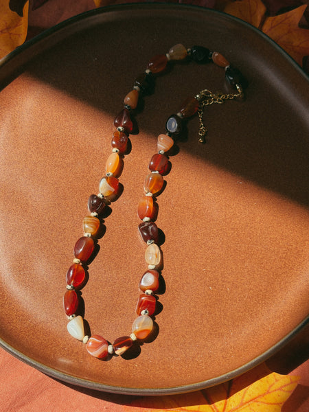 Carnelian Nugget Beaded Necklace