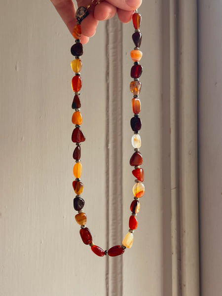 Carnelian Nugget Beaded Necklace