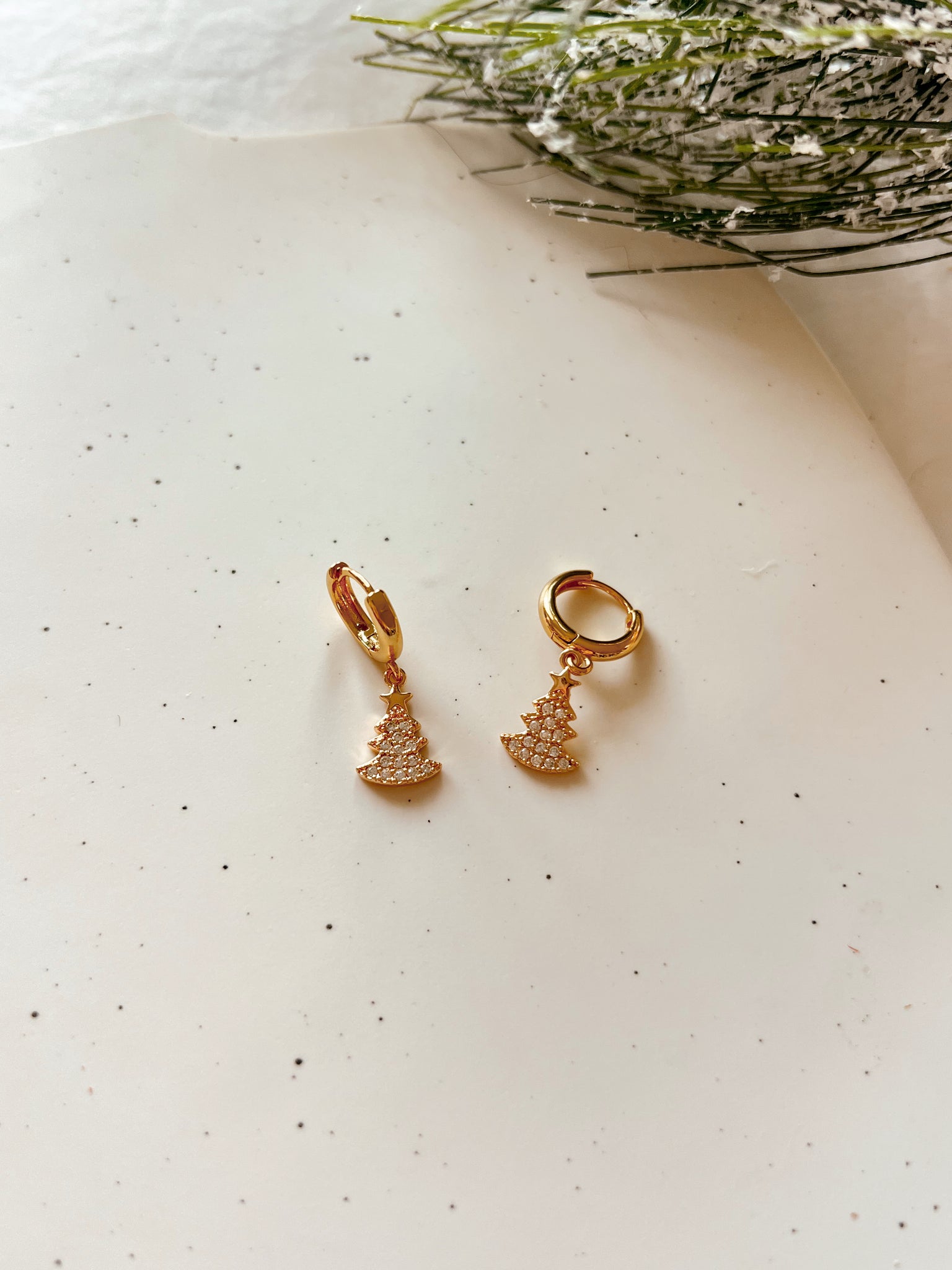 Gold Christmas Charm Huggies