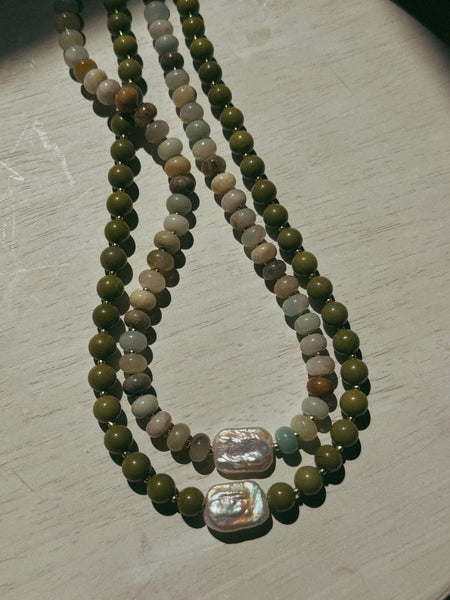 Matcha Pearl Beaded Necklace
